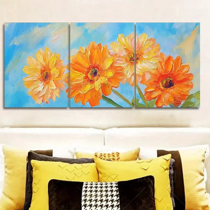 3pcs Luxurious Daisies Wall Art Painting Metal Print Ready to Hang Art
