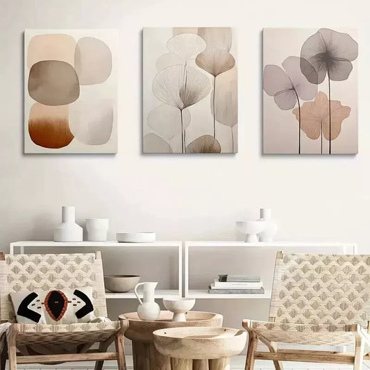3pcs  Minimalist Floral Pattern Wall Art Set Canvas Framed 50x70cm - High Quality Print 100% Australian Made Wall Canvas Ready to Hang