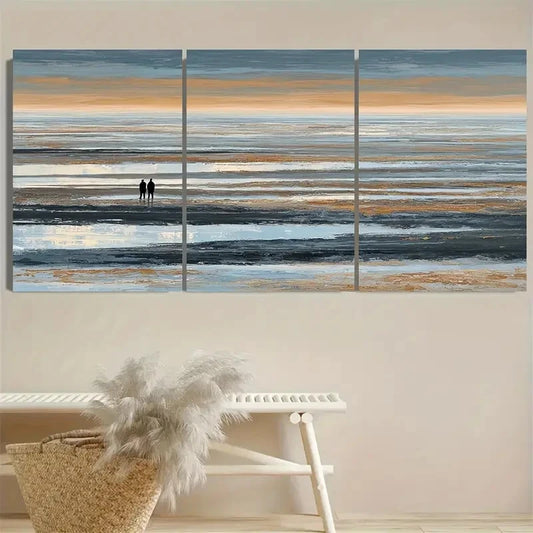 3pcs Minimalist Scandinavian Seascape Wall Art Metal Print Ready to Hang Art