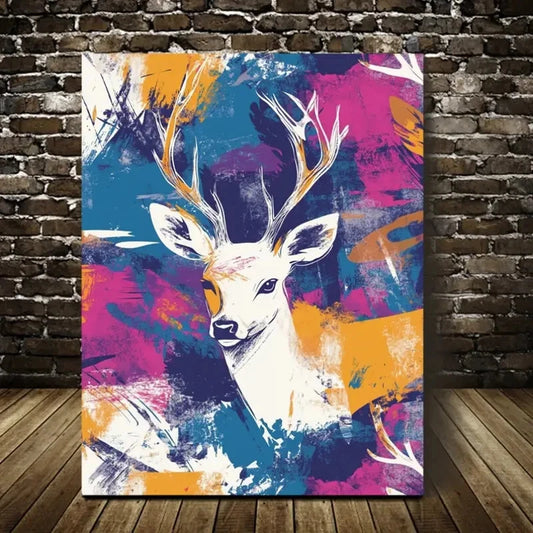 Beautiful Modern Abstract Deer Painting 40x60cm Metal Print Ready to Hang