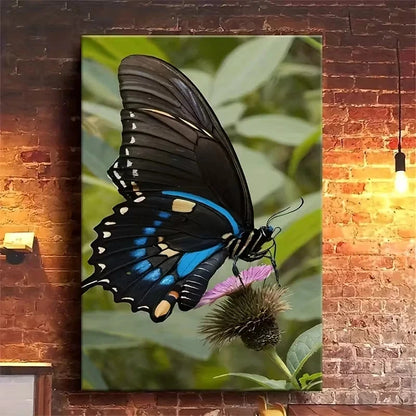 Black and Blue Swallowtail Butterfly Metal Print Ready to Hang
