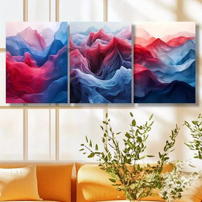 3pcs Vibrant Abstract Swirling Colors Metal Print Ready to Hang Art