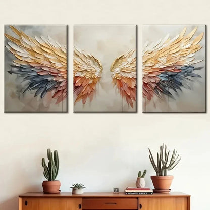 3pcs Fashion Angel Wings Colorful Perfect Wall Art Set Canvas Framed 40x60cm - High Quality Print 100% Australian Made Wall Canvas Ready to Hang
