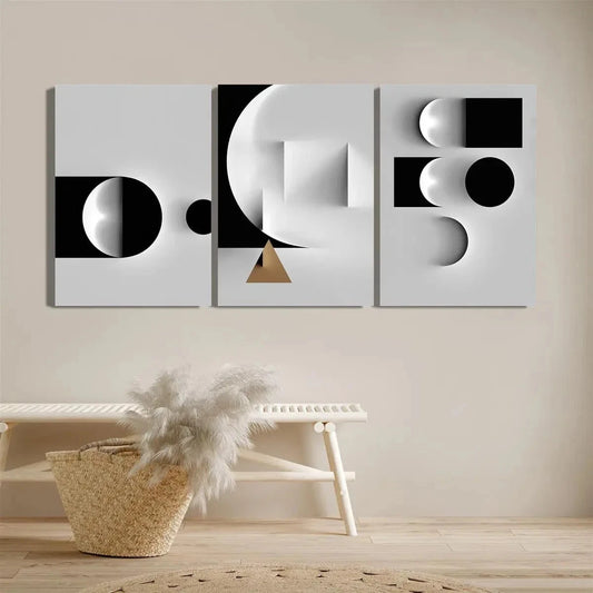3pcs Abstract Architecture Shadow Geometry Metal Print Ready to Hang Art
