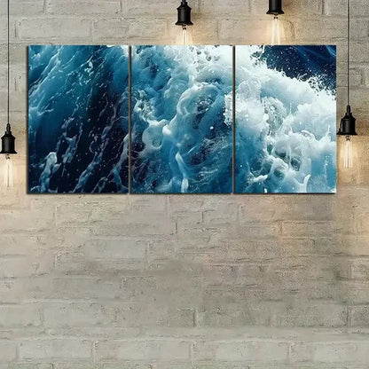 3pcs Oil Painting Waves Aerial View Wall Art Set Canvas Unframed - High Quality Print 100% Australian Made Wall Canvas