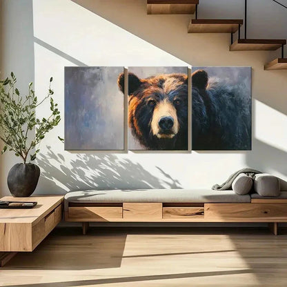 3pcs Artistic Bear Portrait Wildlife Art Metal Print Ready to Hang Art