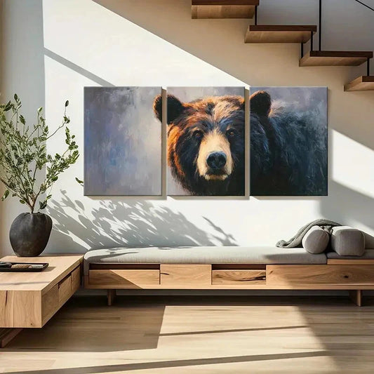 3pcs Artistic Bear Portrait Wildlife Art Metal Print Ready to Hang Art