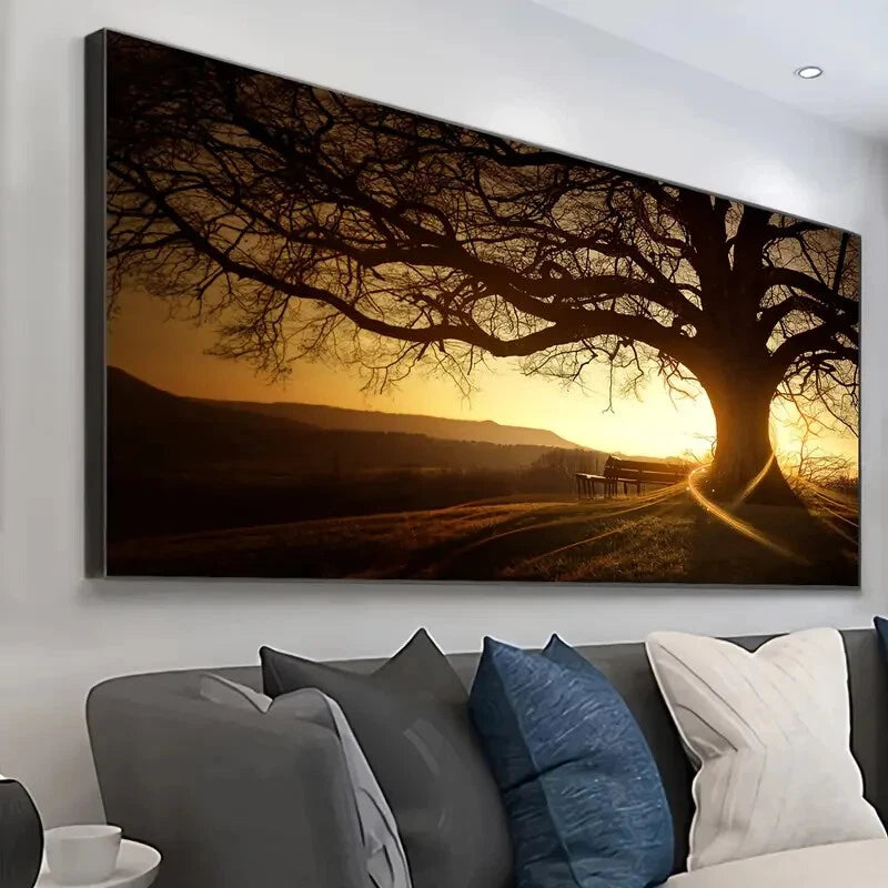 Sunlight Through Tree wall canvas office home room framed 120x60cm