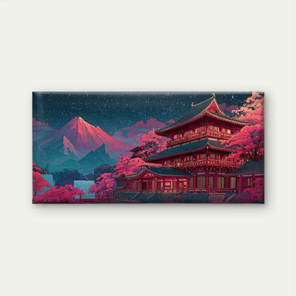 Enchanting Mount Fuji & Temple Wall Art Canvas Office Home Room Framed 120x60 cm