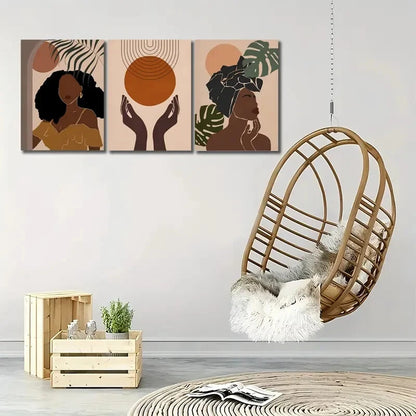 3pcs Mid-Century Modern Abstract Jungle Plant Metal Print Ready to Hang Art