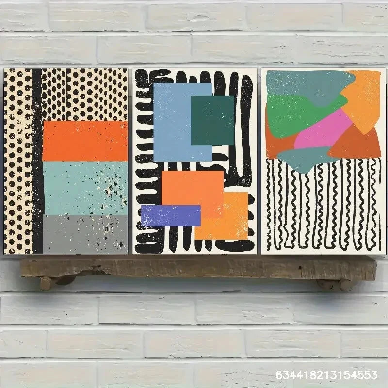 3pcs Styling Point Line and Plane Poster Metal Print Ready to Hang Art