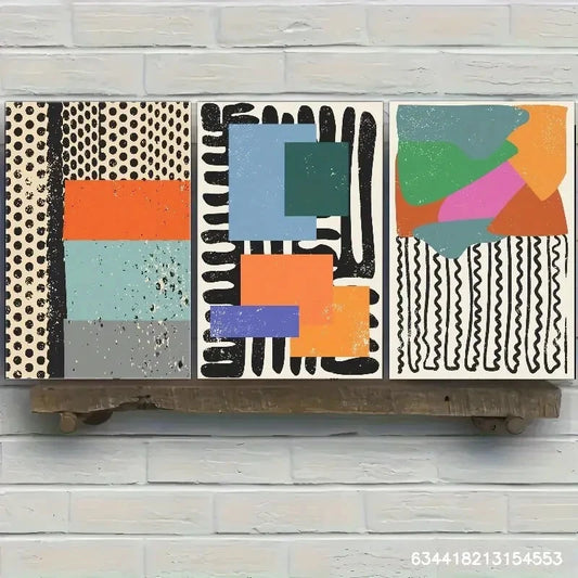 3pcs Styling Point Line and Plane Poster Metal Print Ready to Hang Art