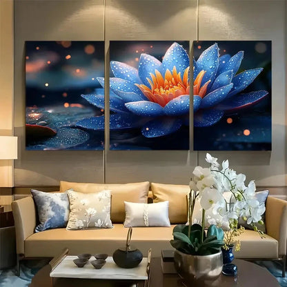 3pcs Spiritual Lotus Flower Metal Print Ready to Hang Art
