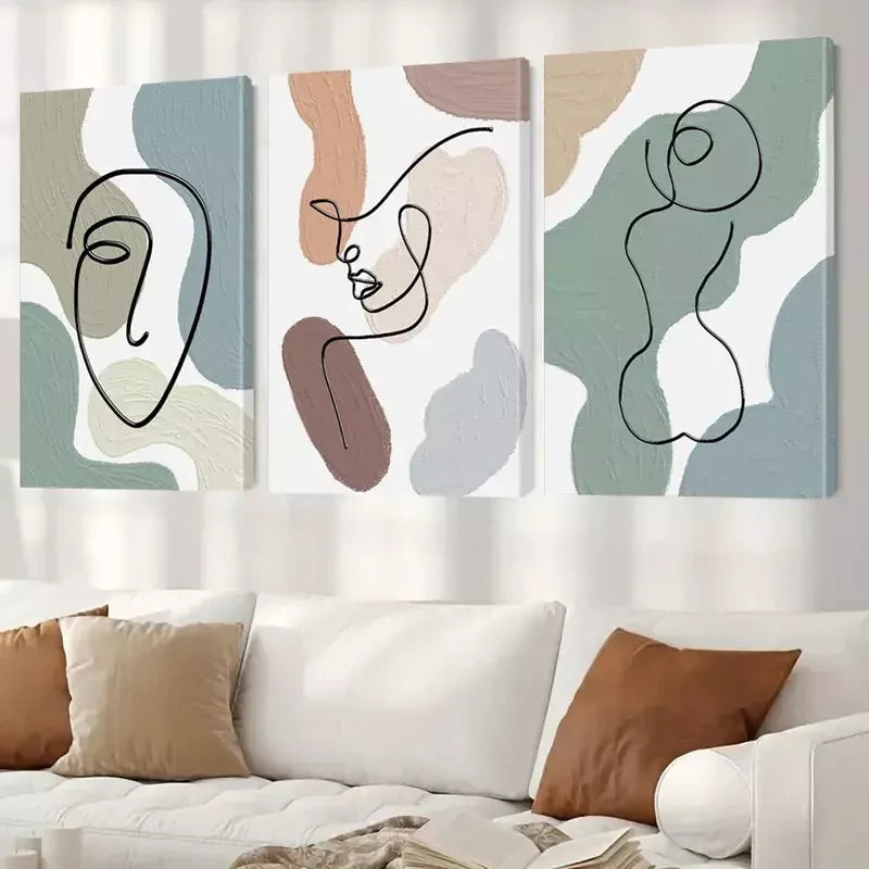 3pcs  Modern Minimalist Aesthetic Abstract    Art Set Canvas Framed 50x70cm -  High Quality Print 100% Australian Made Wall Canvas Ready to Hang