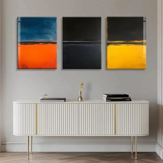 3pcs Modern Geometric Design Color Blocks Metal Print Ready to Hang Art