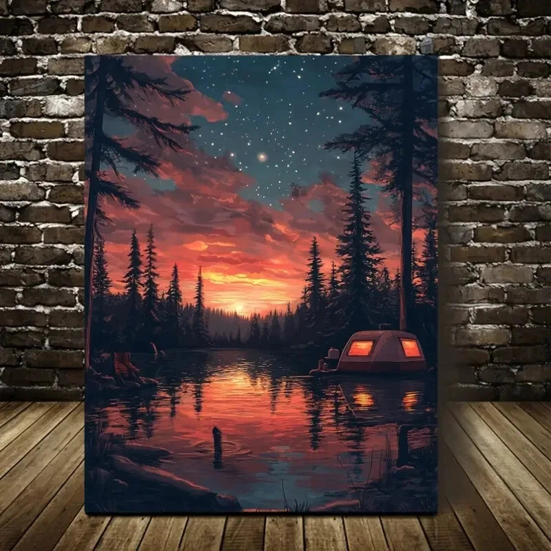 Beautiful The Kindred Pines Painting 40x60cm Metal Print Ready to Hang