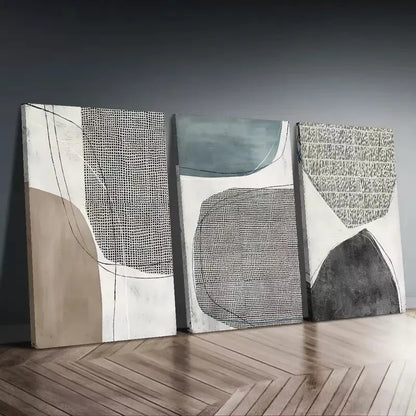 3pcs Modern Minimalist Geometric  Wall Art Set Canvas Framed 50x70cm - High Quality Print 100% Australian Made Wall Canvas Ready to Hang