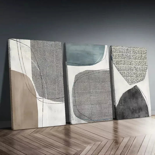 3pcs Modern Minimalist Geometric  Wall Art Set Canvas Framed 50x70cm - High Quality Print 100% Australian Made Wall Canvas Ready to Hang