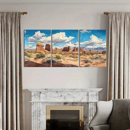 3pcs Desert Landscape Rock Modern Wall Art Metal Print Ready to Hang Art