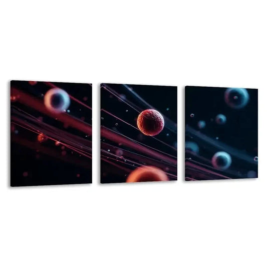 3pcs Astronaut & Planets with Red & Design   Wall Art Set Canvas Framed 60x90cm - High Quality Print 100% Australian Made Wall Canvas Ready to Hang