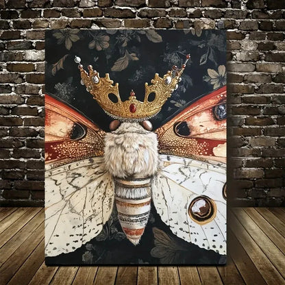 Regal Crown Moth with Intricate Painting 40x60cm Metal Print Ready to Hang