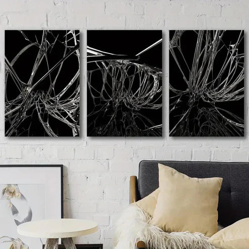 3pcs Quantum Entanglement Abstract Line Wall Art Canvas Unframed - High Quality Print 100% Australian Made Wall Canvas