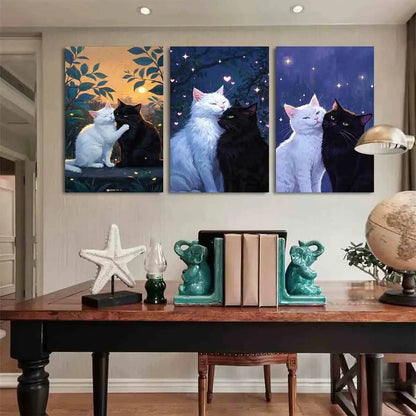 3pcs Fantasy Animals And Cats Metal Print Ready to Hang Art