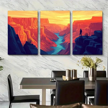 3pcs Vibrant Grand Canyon National Park Landscape Metal Print Ready to Hang Art