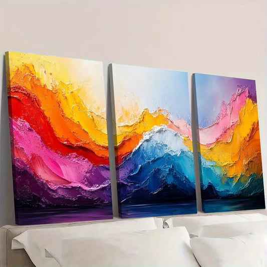 3pcs Abstract Colorful Oil Decor  Wall Art Set Canvas Framed 60x90cm - High Quality Print 100% Australian Made Wall Canvas Ready to Hang