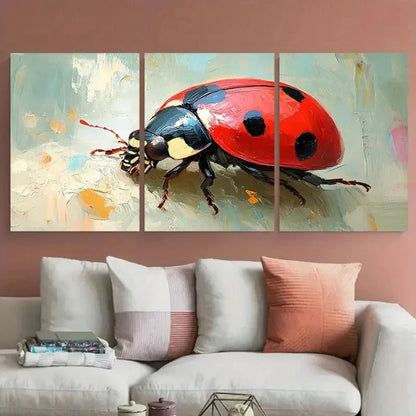 3pcs Ladybug Beetle Insect Illustration Metal Print Ready to Hang Art