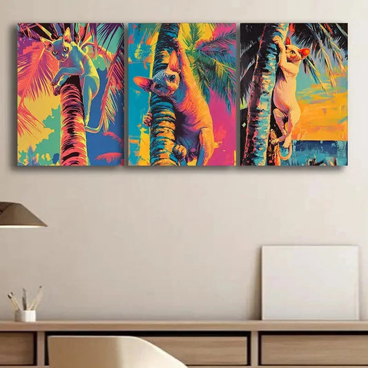 3pcs Vibrant Tropical Sunset Design Metal Print Ready to Hang Art