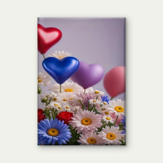 Vibrant Floral Balloons & Daisies Metal Print Ready to Hang