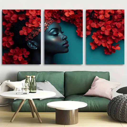 3pcs Floral Crown and Ornate Shawl Against Teal Metal Print Ready to Hang Art