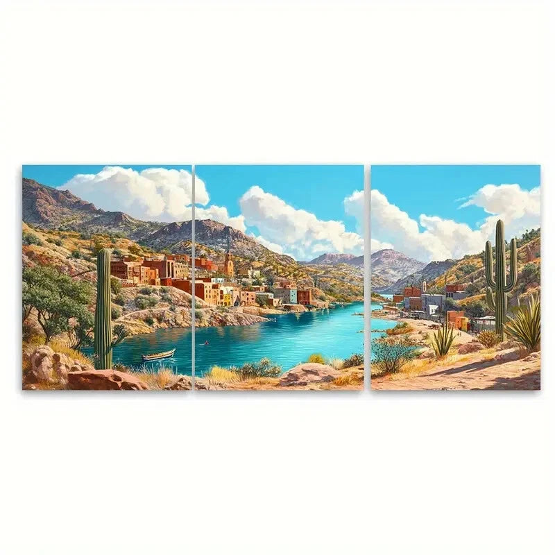 3pcs Bisbee Arizona Travel Poster Lake Scenery Metal Print Ready to Hang Art