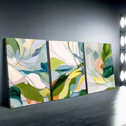 3pcs Minimalist Modern Green Plant Flower Canvas Unframed - High Quality Print 100% Australian Made Wall Canvas