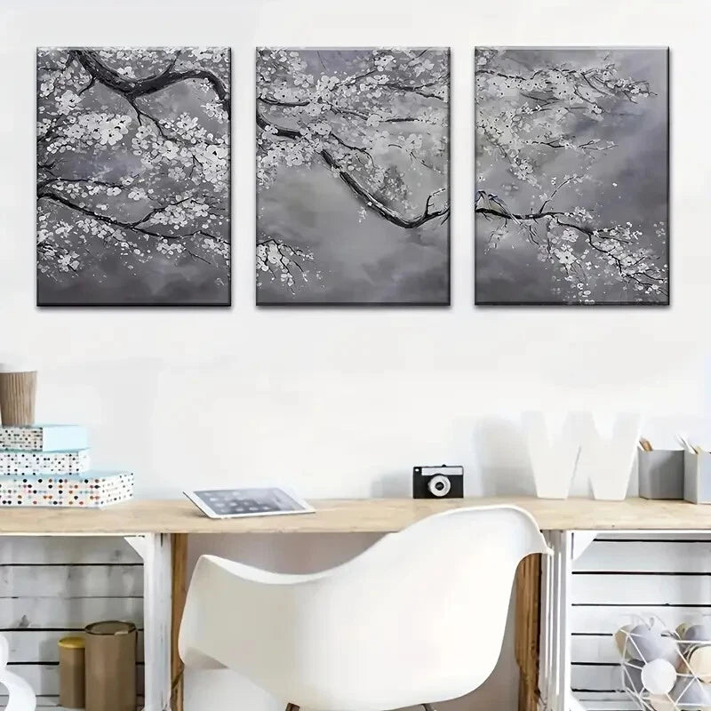 3pcs Elegant Plum Blossom Décor Perfect Wall Art Set Canvas Framed 40x60cm - High Quality Print 100% Australian Made Wall Canvas Ready to Hang