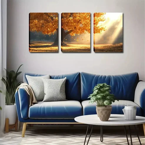 3pcs A Magnificent Tree In The Sun Wall Art Canvas Unframed - High Quality Print 100% Australian Made Wall Canvas