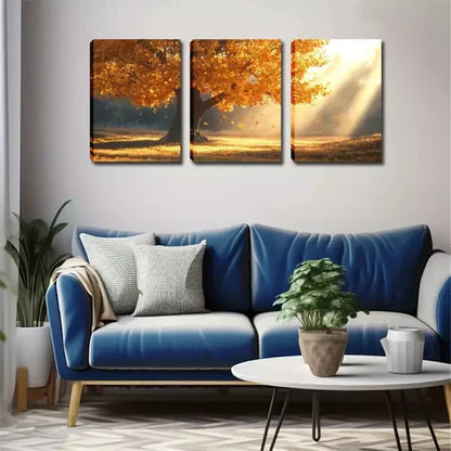3pcs A Magnificent Tree In The Sun Wall Art Canvas Unframed - High Quality Print 100% Australian Made Wall Canvas