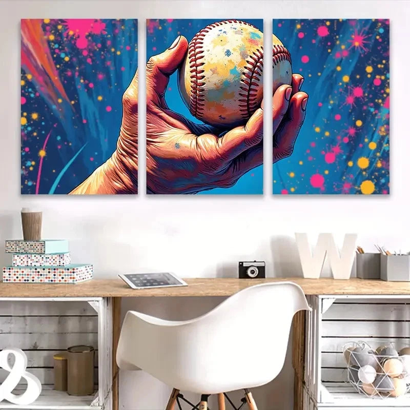 3pcs Ball in Hand Colorful Painting Wall Art Set Canvas Framed 60x90cm - High Quality Print 100% Australian Made Wall Canvas Ready to Hang