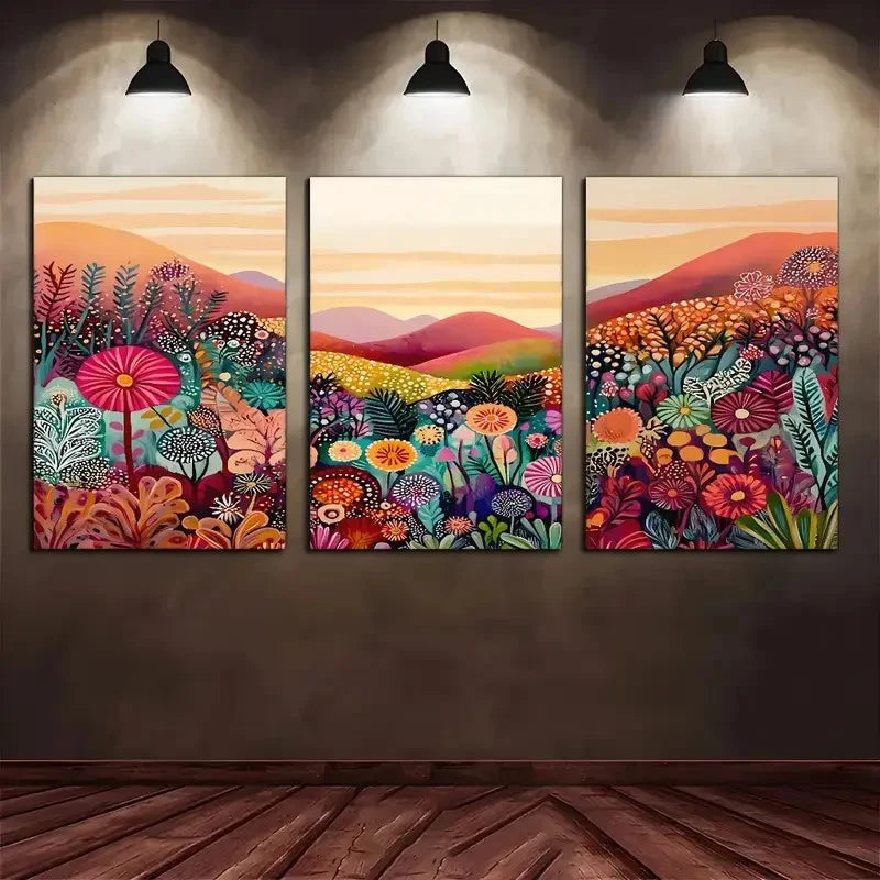 3pcs Mid-Century Vintage Tropical Plant Prints Metal Print Ready to Hang Art