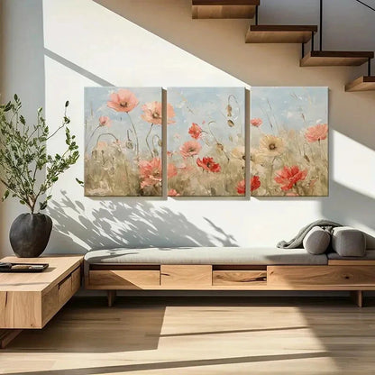 3pcs Abstract Floral Art Soft Pastel Colors Metal Print Ready to Hang Art