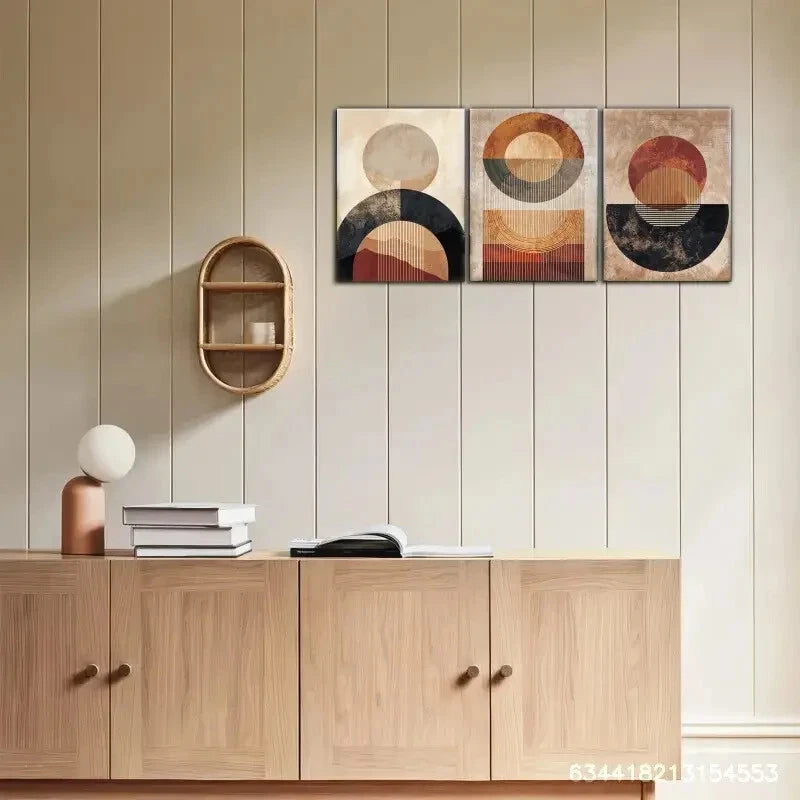 3pcs Elegant Line and Geometric Pattern Metal Print Ready to Hang Art