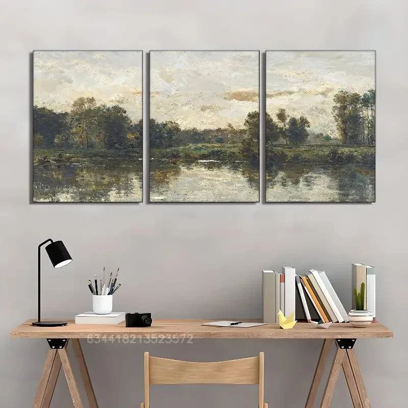 3pcs Landscape Art Decoration Posters Metal Print Ready to Hang Art