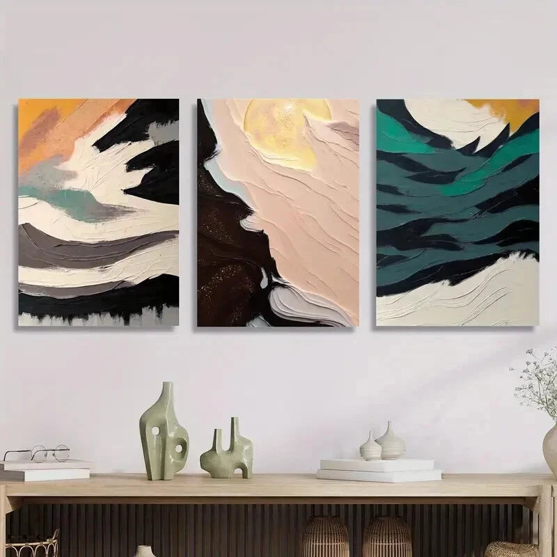3pcs Color abstract art, interesting color Metal Print Ready to Hang Art