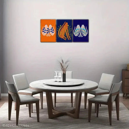 3pcs Decor Cheetah and Blue Daisies Snow Cheetah Metal Print Ready to Hang