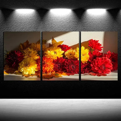 3pcs Vibrant Windowsill Blooms Design Illustration Metal Print Ready to Hang Art