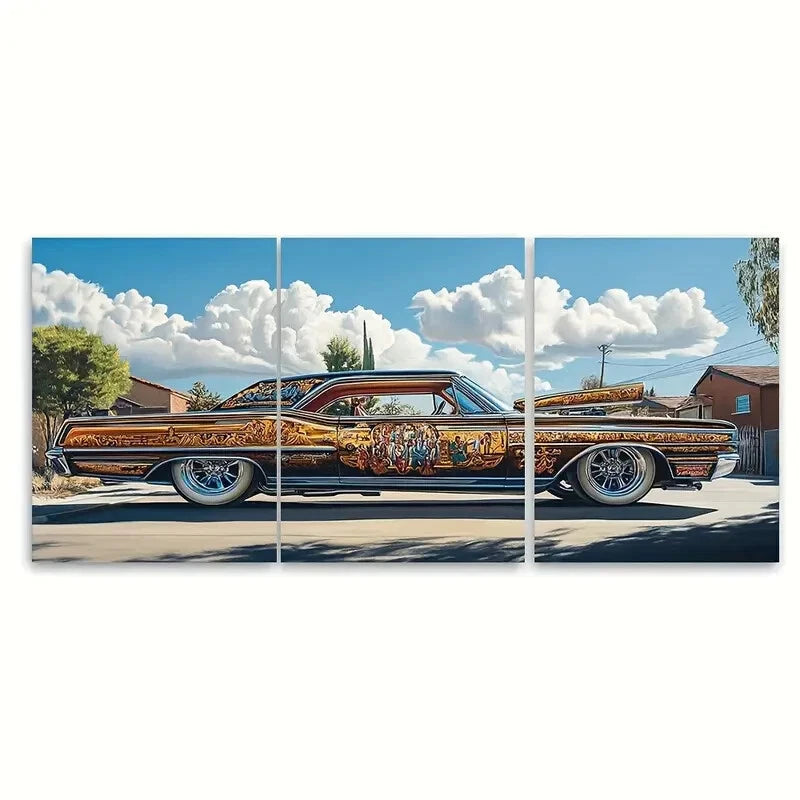 3pcs Vibrant Chicano Lowrider Art Print Metal Print Ready to Hang Art