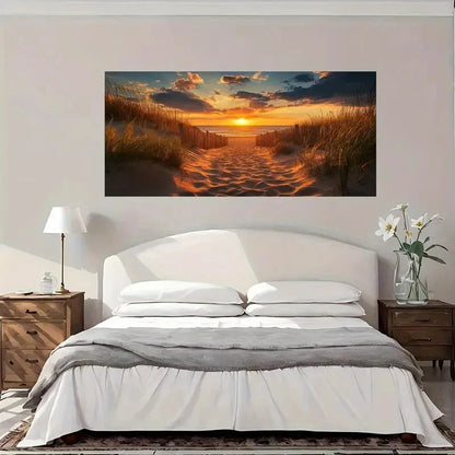 Beach Sunset Serene Coastal Wall Art Canvas Office Home Room Framed 120x60cm