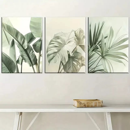 3pcsMinimalist Landscape Natural Plant Leaves  Art Set Canvas Framed 50x70cm -  High Quality Print 100% Australian Made Wall Canvas Ready to Hang