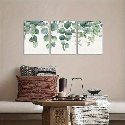 3pcs Green Plant Vine Leaves Botanical Metal Print Ready to Hang Art